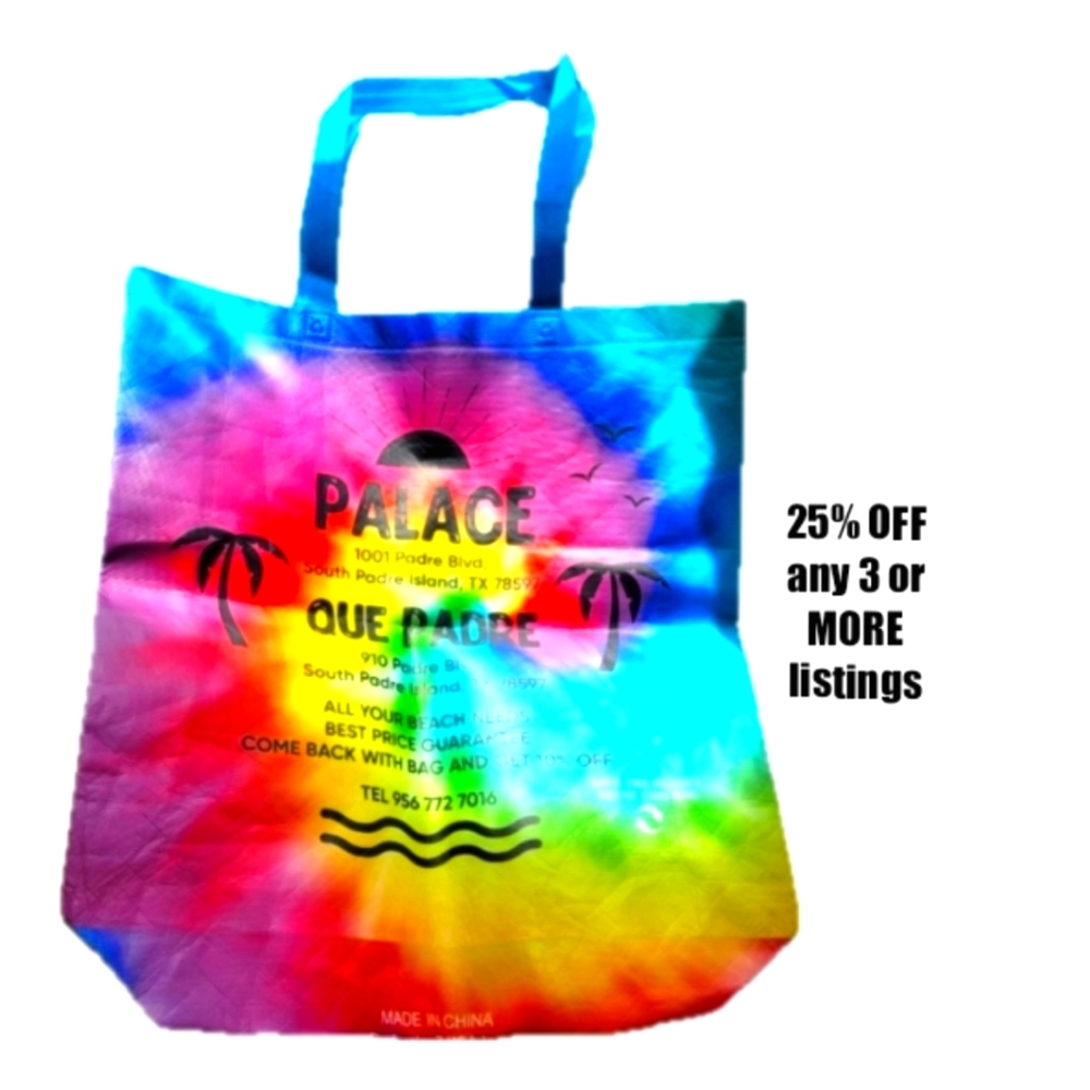 Tie Dye Reusable Shopping Bag Tote Big Large Graphic Print Colorful Rainbow Fun